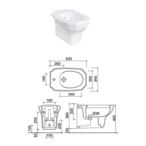 Wall Hung Bidet in White Ceramic Made in Italy Classic Style