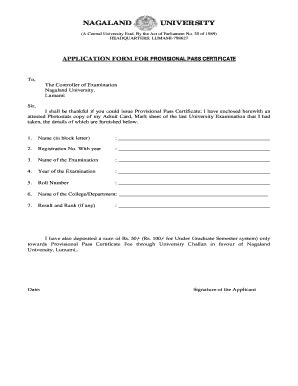 Nagaland University Provisional Certificate 2020 - Fill and Sign ...
