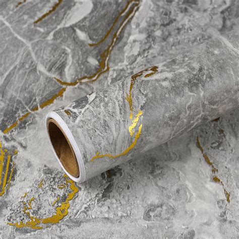 VEELIKE Grey Gold Liquid Marble Contact Paper - Veelike