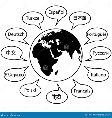 World Language Names Translation Words on Globe Stock Vector - Illustration of spanish, earth ...