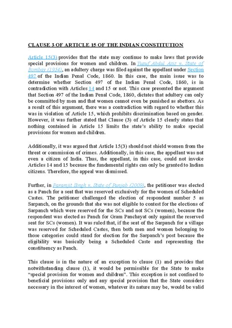 Clause 3 OF Article 15 OF THE Indian Constitution - CLAUSE 3 OF ARTICLE ...