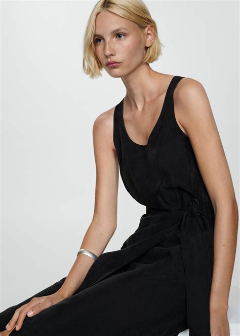 Cupro dress with side knot - Women | MANGO USA