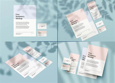 Free Simple Shadow Stationery Mockup PSD Set (5 PSD Templates) - Good ...