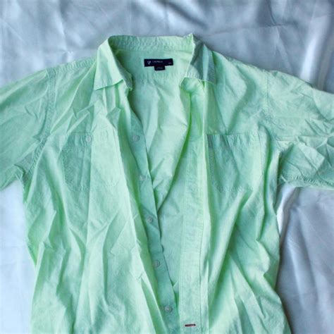 Cremieux Women's Green and White Shirt | Depop