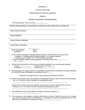 Fillable Online dfs ny Appendix 22 - Form IR-85 - Department of ...