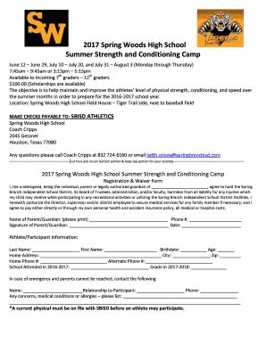 Fillable Online 2017 Spring Woods High School Summer ... - Spring ...