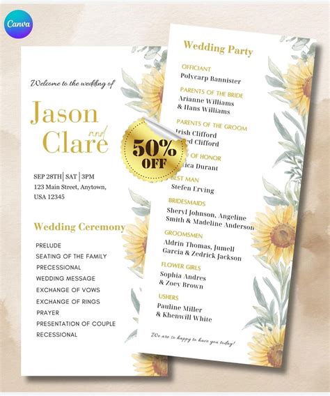 Floral Wedding Template, Wedding Program Template, Wedding Templates, Program Template, Ceremony ...