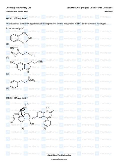 Chemistry in Everyday Life - JEE Main 2021 August - ShareMyNotes ...