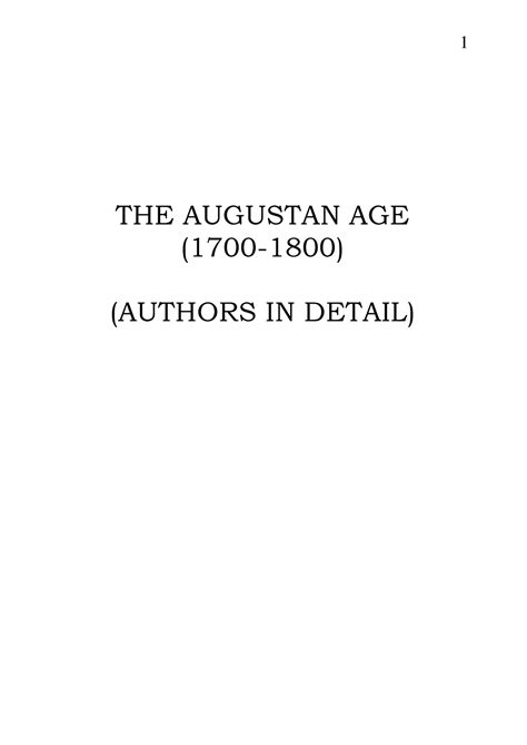 The Augustan Age - THE AUGUSTAN AGE (1700-1800) (AUTHORS IN DETAIL ...