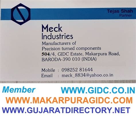 GIDC Digital Directory 2025 સરકારી નથી: MECK INDUSTRIES - 9825281644