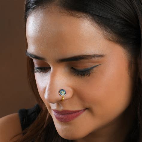 Blue Dahlia Gold Plated Silver Nose Pin – Totapari