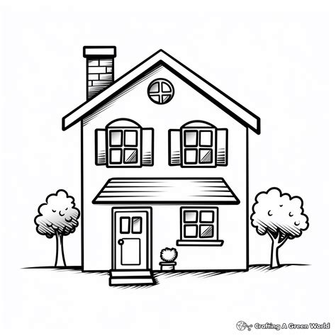 Simple House Coloring Pages