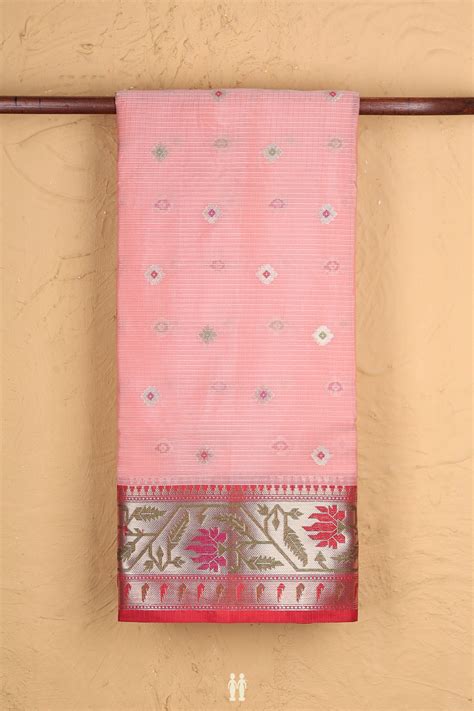 Kota Cotton Saree In Pink With Floral Buttas