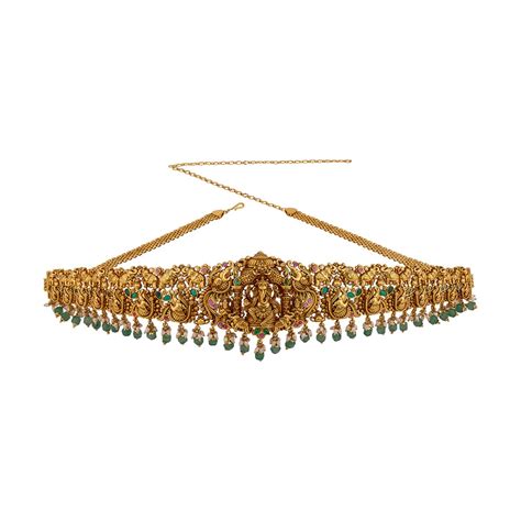 KUSHAL'S Fashion Jewellery Ruby-Green Gold Polished Antique Belt With ...