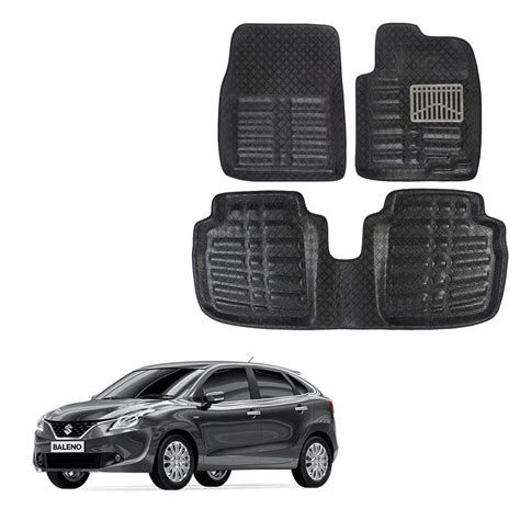 Oshotto 4D Black Car Floor Mats Compatible with Maruti Suzuki Baleno ...