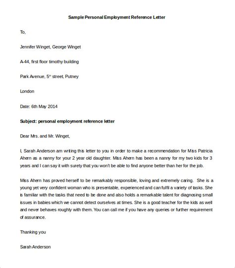 Personal Letter Example for Job 的图像结果