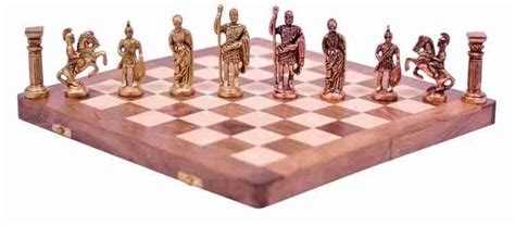 PRIME HOMES Antique Folding Wooden Chess Board with Brass Chess Roman ...