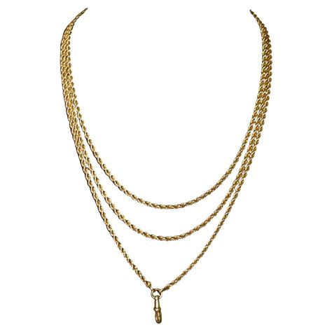 Antique Yellow Gold Double Cable Watch Chain For Sale at 1stDibs | 18k ...