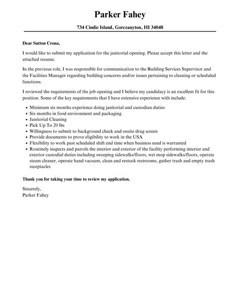 Janitorial Job Offer Letter Samples