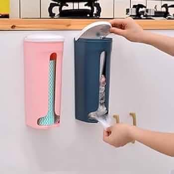Wall Mount Container Holder Garbage Bag Dispenser Recycle Bag Storage ...