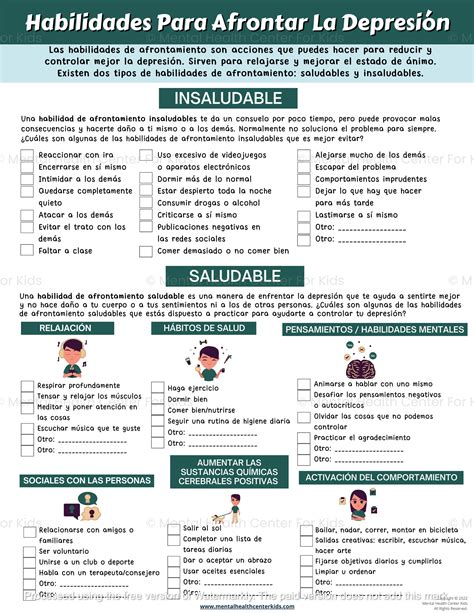 Coping Skills For Depression Worksheet (Spanish Version) – Mental ...