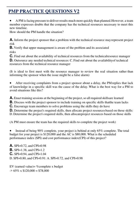 PMP PRACTICE QUESTIONS V2 2024/2025 | QUESTIONS WITH 100% VERIFIED ...