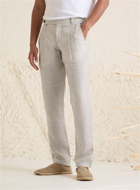 Buy Sandy Beige Linen Pants | Casual Beige Chambrays Pants for Men ...