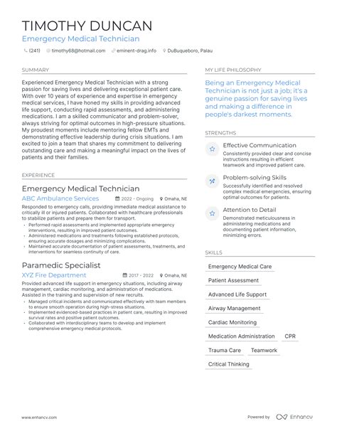 3 Successful Emergency Medical Technician Resume Examples And Writing Tips for 2024