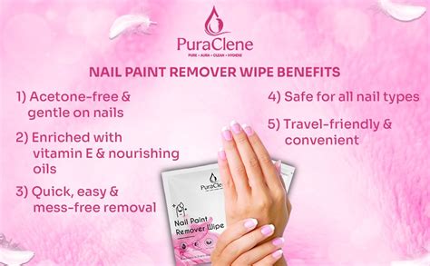 PuraClene Nail Paint Remover Wipes – 50 Soft Wipe's-( Pack of 1 ...