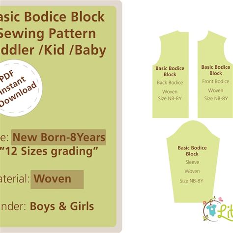 Image result for Basic Child Bodice Block