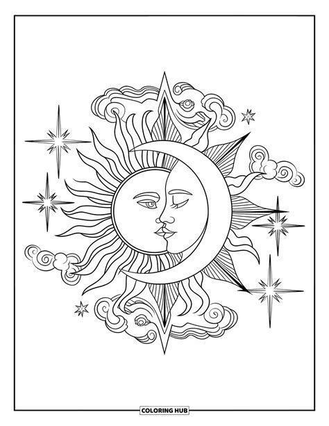 80+ Sun And Moon Coloring Pages for Kids & Adults (Free Printable PDFs)