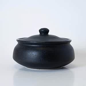 Buy KALAKRITI 700ml Ceramic Black Matte Donga with Lid | Dahi Handi ...