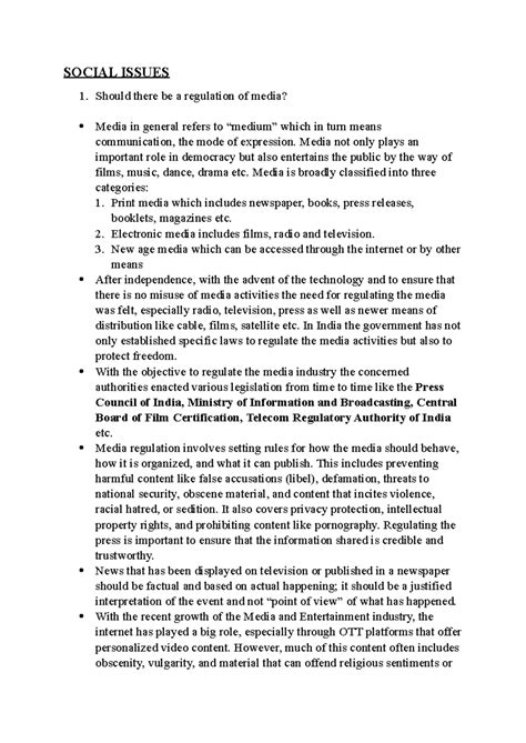 GD Topics - general topic summaries - SOCIAL ISSUES 1. Should there be ...