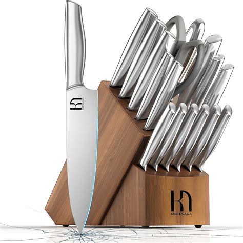 Amazon.com: KnifeSaga Kitchen Knife Set with Block 17 Pcs, Knife Block ...