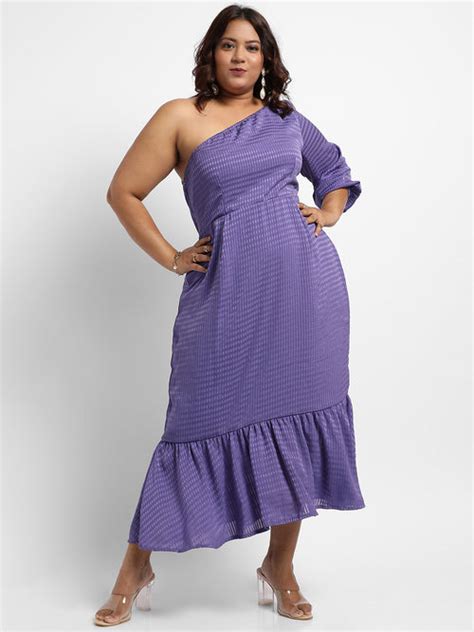 Plus Size Purple Self-Design Dress (3XL - 6XL) | Instafab Plus