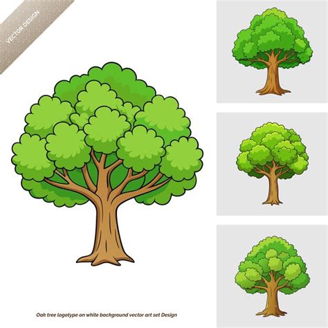 Oak tree logotype vector art set design on white background | Premium ...