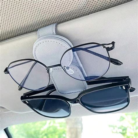 Sunglasses Holder For Car Visor Magnetic Leather Sunglass Eyeglass ...