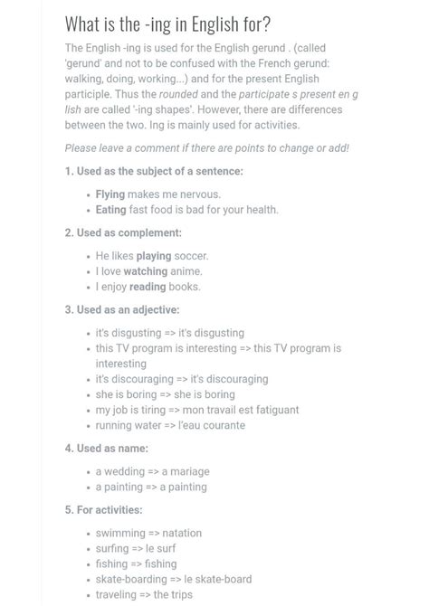 Le-ing an anglais - Cours in English (grammar) - English studies - Studocu