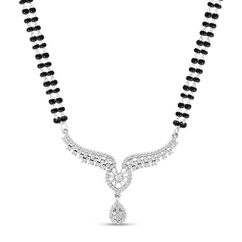 Double Layered Wings Rhodium Plated 925 Sterling Silver Mangalsutra – Zavya