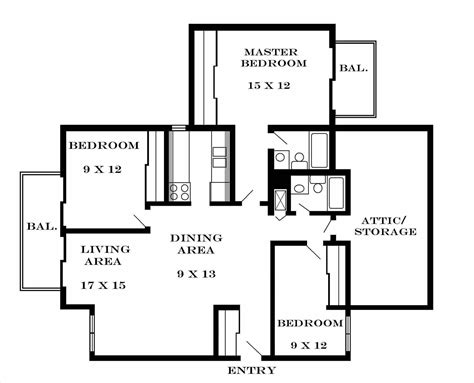 3 Bedroom House Plan Drawing - Drawing Word Searches