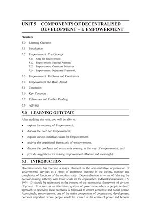 Unit-6 - mso ignou - UNIT 6 COMPONENTS OF DECENTRALISED DEVELOPMENT ...