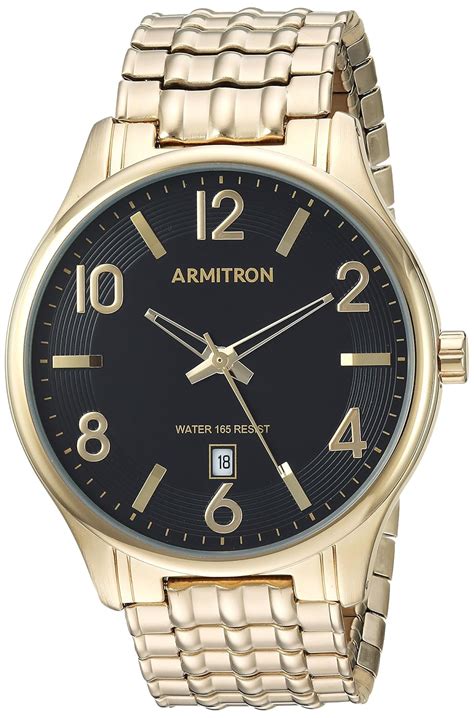 Armitron Men's 20/5221BKGP Date Function Dial Gold-Tone Expansion Band ...