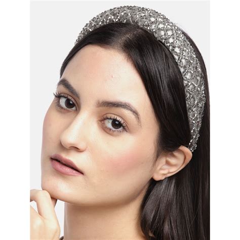 Buy Blueberry Grey Beaded Hairband Online