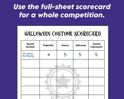 Costume Contest Score Card, Halloween Party Judges Scorecard, Cosplay ...