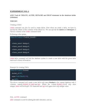 Database Management system Practical File - PRACTICAL file ...