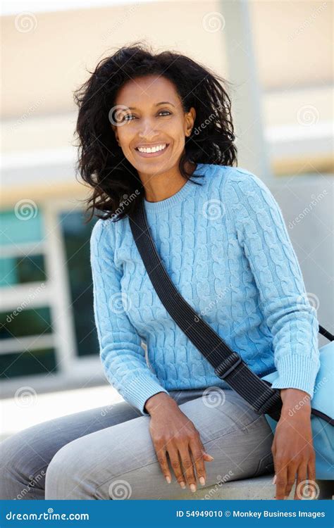 Mature student outdoors stock photo. Image of learning - 54949010