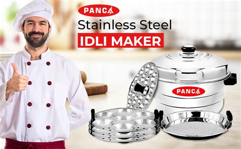 PANCA Idli Maker Stainless Steel 21 Idli Cavity,18 Mini Idli 5 Plate ...