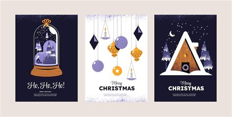 Conjunto plano de tarjetas de felicitación de feliz navidad | Vector Gratis
