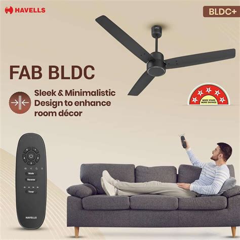 HAVELLS FAB BLDC, Low Noise. 1200 mm BLDC Motor with Remote 3 Blade ...