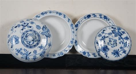 58 Pc Vintage Meissen Flow Blue Onion China Set Oval Mark Germany Oval ...